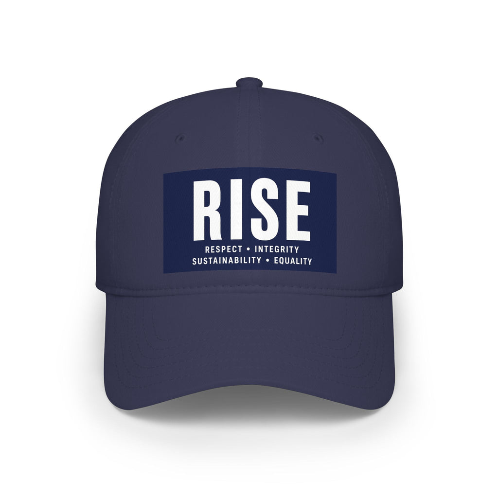 RISE Embroidered Baseball Cap — Respect, Integrity, Sustainability, Equality