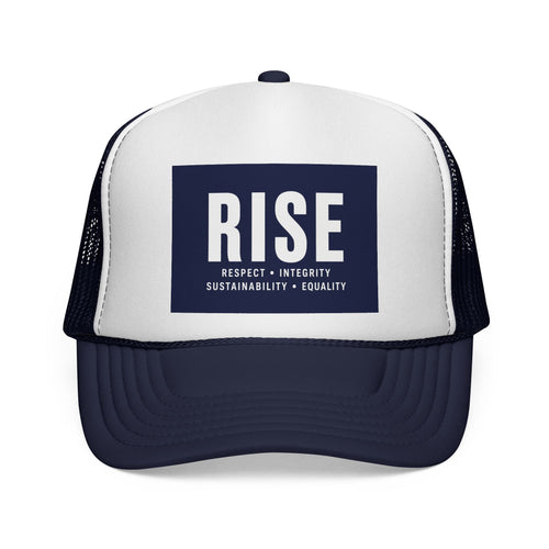 Mesh Snapback Hat with 'Respect • Integrity • Sustainability • Equality' Rectangle Logo