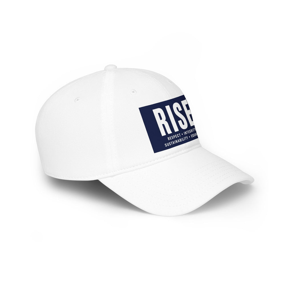 RISE Embroidered Baseball Cap — Respect, Integrity, Sustainability, Equality