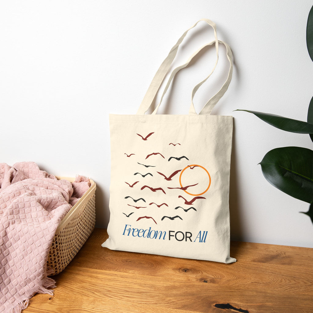 Freedom for All Seagull Graphic Cotton Canvas Tote Bag