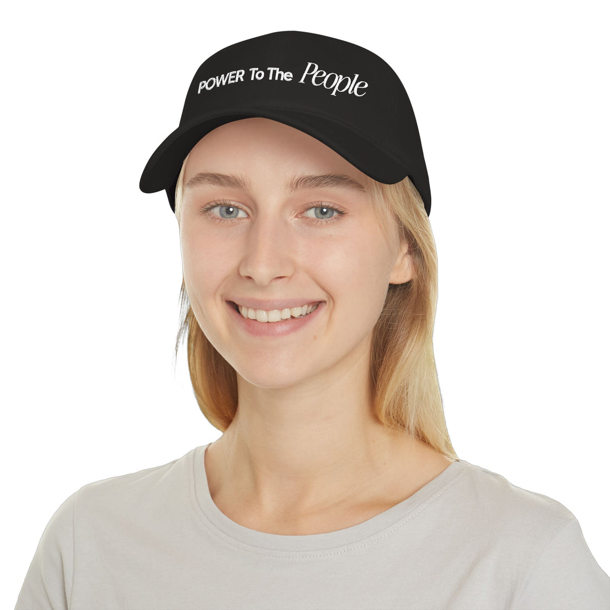 Power to the People Typography Low Profile Baseball Cap